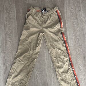 Under Armour Men's Tan Cargo Pants with Red and Black Stripes